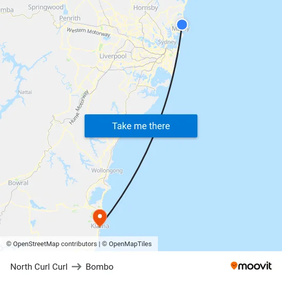 North Curl Curl to Bombo map