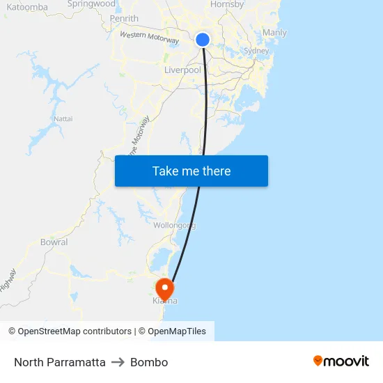 North Parramatta to Bombo map