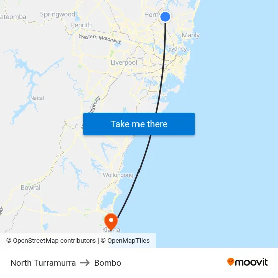 North Turramurra to Bombo map