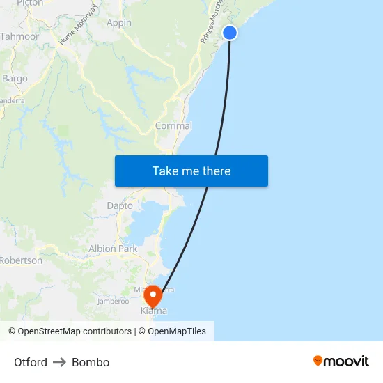 Otford to Bombo map
