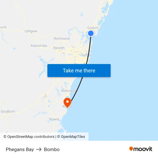 Phegans Bay to Bombo map