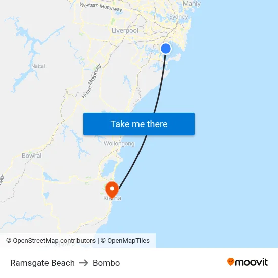 Ramsgate Beach to Bombo map