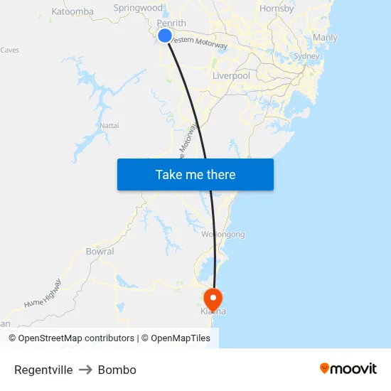 Regentville to Bombo map