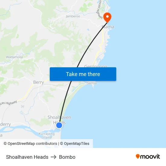Shoalhaven Heads to Bombo map