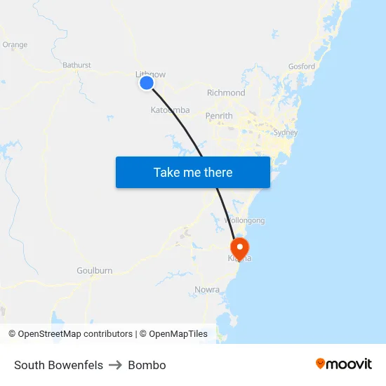 South Bowenfels to Bombo map