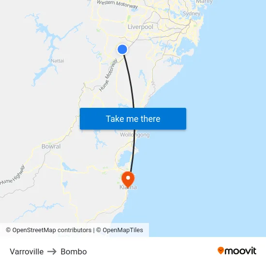 Varroville to Bombo map
