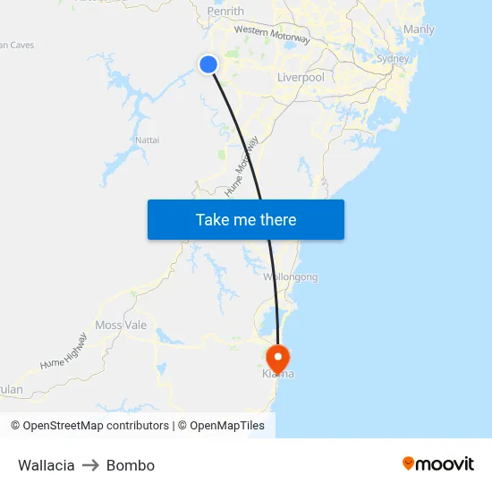 Wallacia to Bombo map