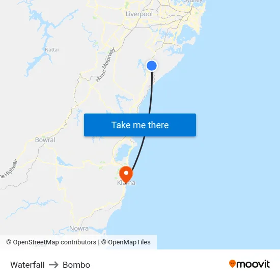 Waterfall to Bombo map