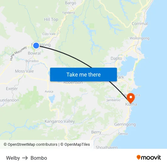 Welby to Bombo map