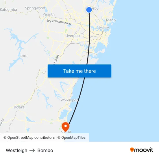 Westleigh to Bombo map