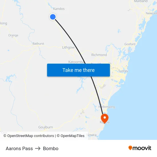 Aarons Pass to Bombo map