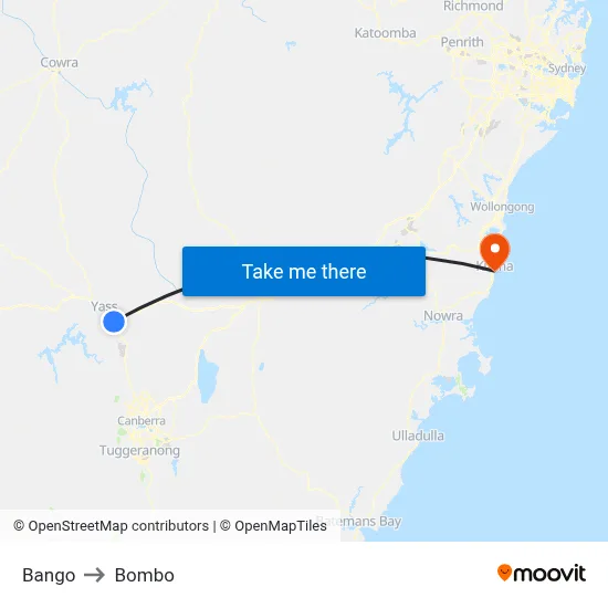 Bango to Bombo map