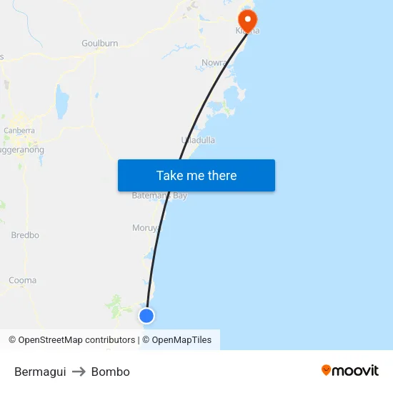 Bermagui to Bombo map