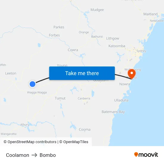 Coolamon to Bombo map