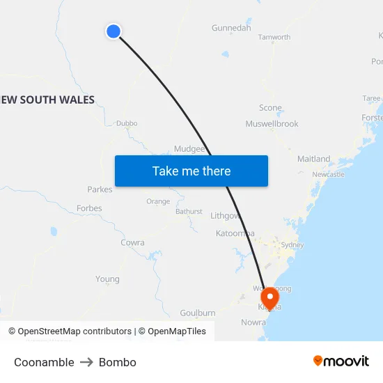 Coonamble to Bombo map