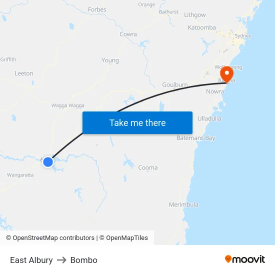 East Albury to Bombo map
