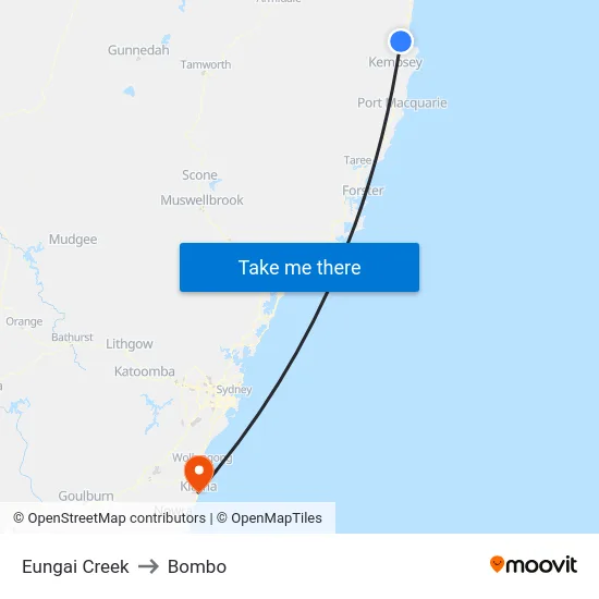 Eungai Creek to Bombo map