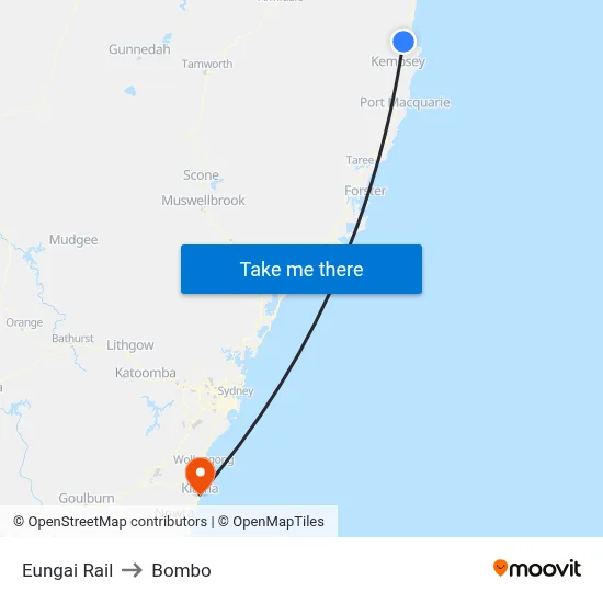 Eungai Rail to Bombo map