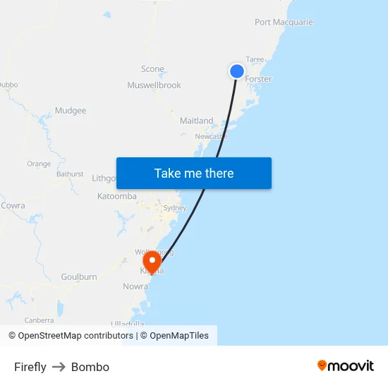 Firefly to Bombo map