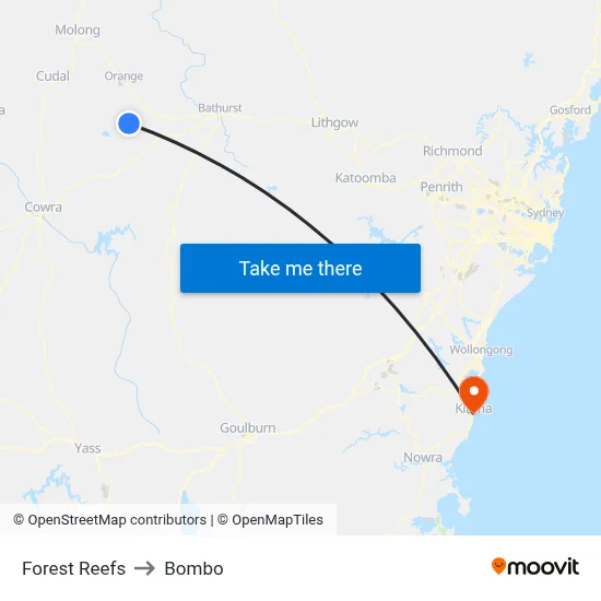 Forest Reefs to Bombo map