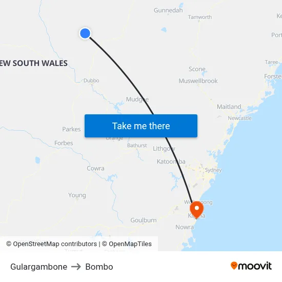 Gulargambone to Bombo map