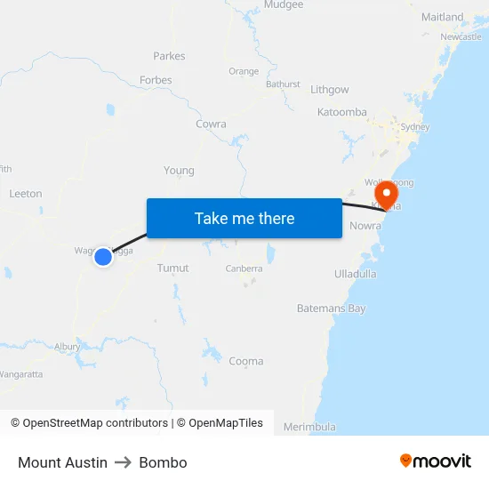 Mount Austin to Bombo map