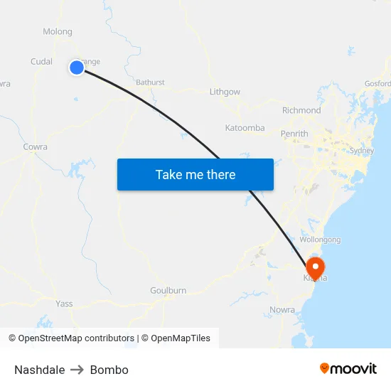 Nashdale to Bombo map