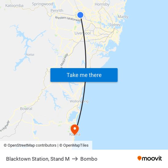 Blacktown Station, Stand M to Bombo map