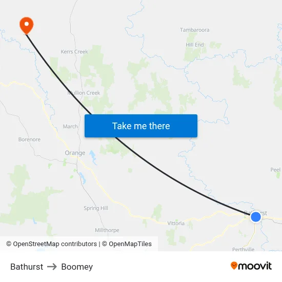 Bathurst to Boomey map