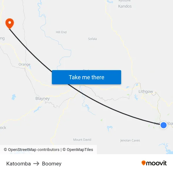 Katoomba to Boomey map