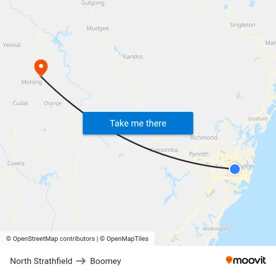 North Strathfield to Boomey map
