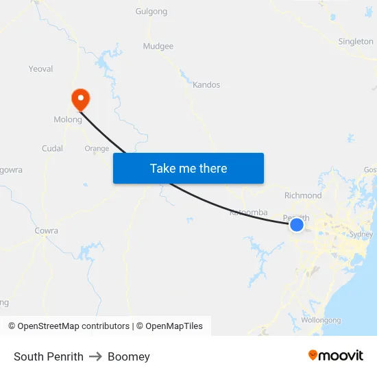 South Penrith to Boomey map