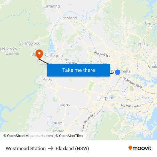 Westmead Station to Blaxland (NSW) map