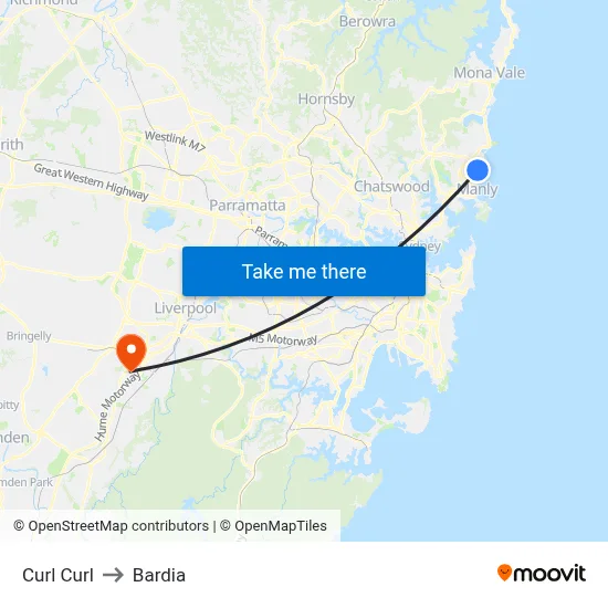 Curl Curl to Bardia map