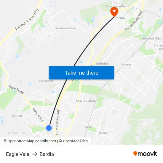 Eagle Vale to Bardia map