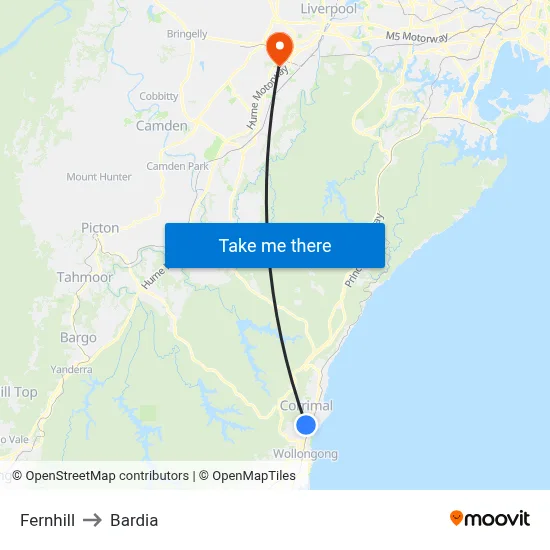 Fernhill to Bardia map