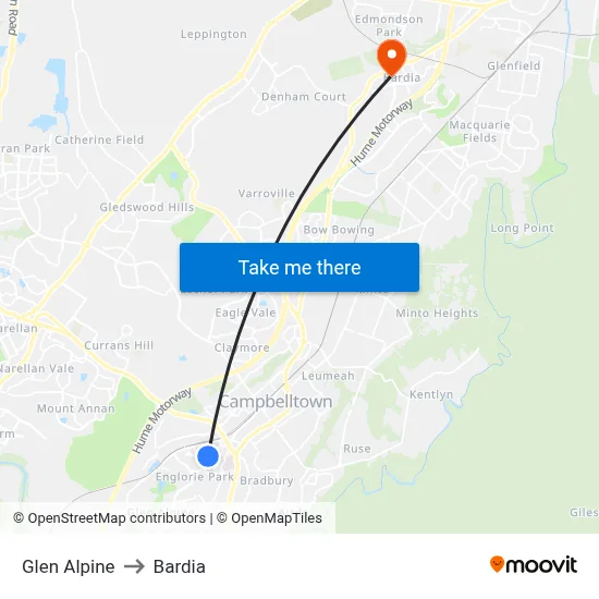 Glen Alpine to Bardia map