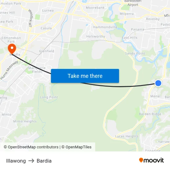 Illawong to Bardia map