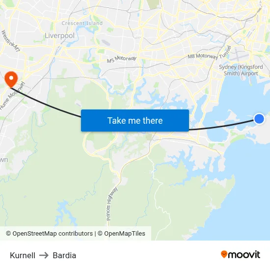Kurnell to Bardia map