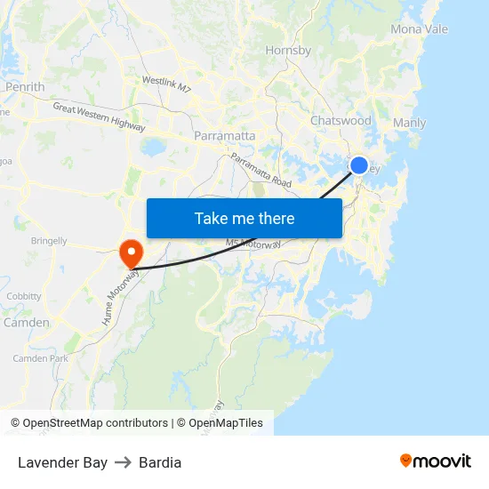 Lavender Bay to Bardia map