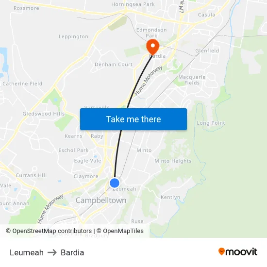 Leumeah to Bardia map