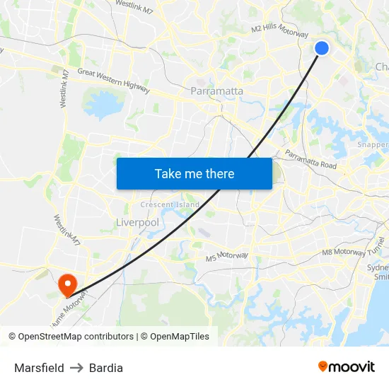 Marsfield to Bardia map
