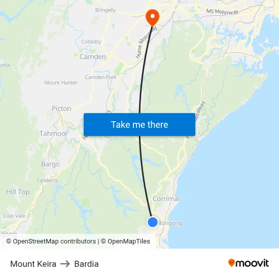 Mount Keira to Bardia map