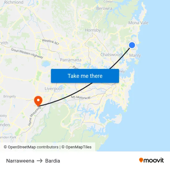 Narraweena to Bardia map