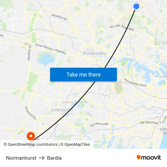 Normanhurst to Bardia map