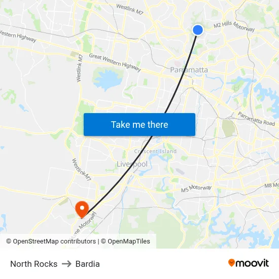 North Rocks to Bardia map