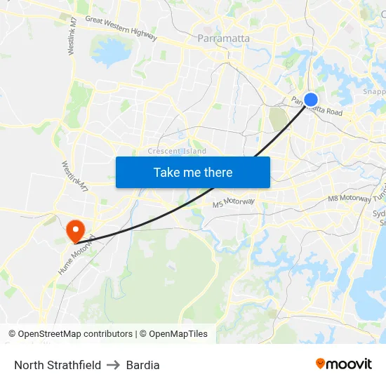 North Strathfield to Bardia map