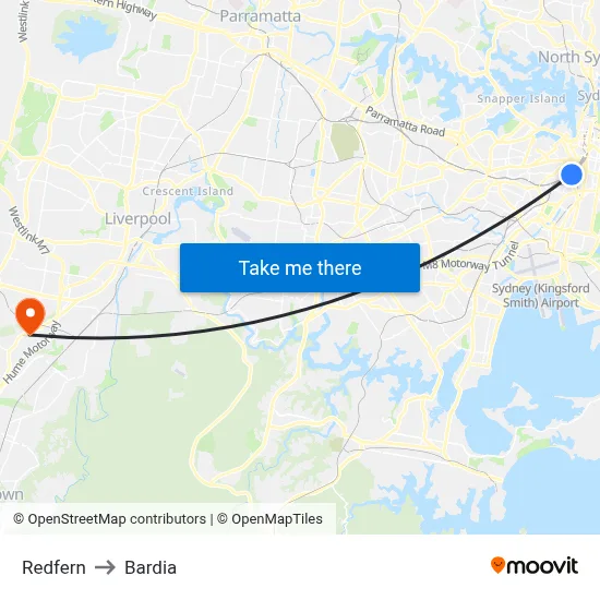 Redfern to Bardia map