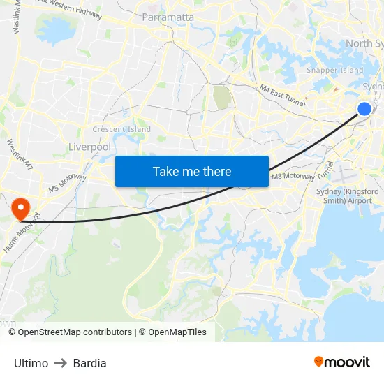 Ultimo to Bardia map