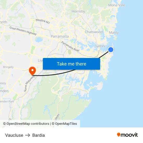 Vaucluse to Bardia map